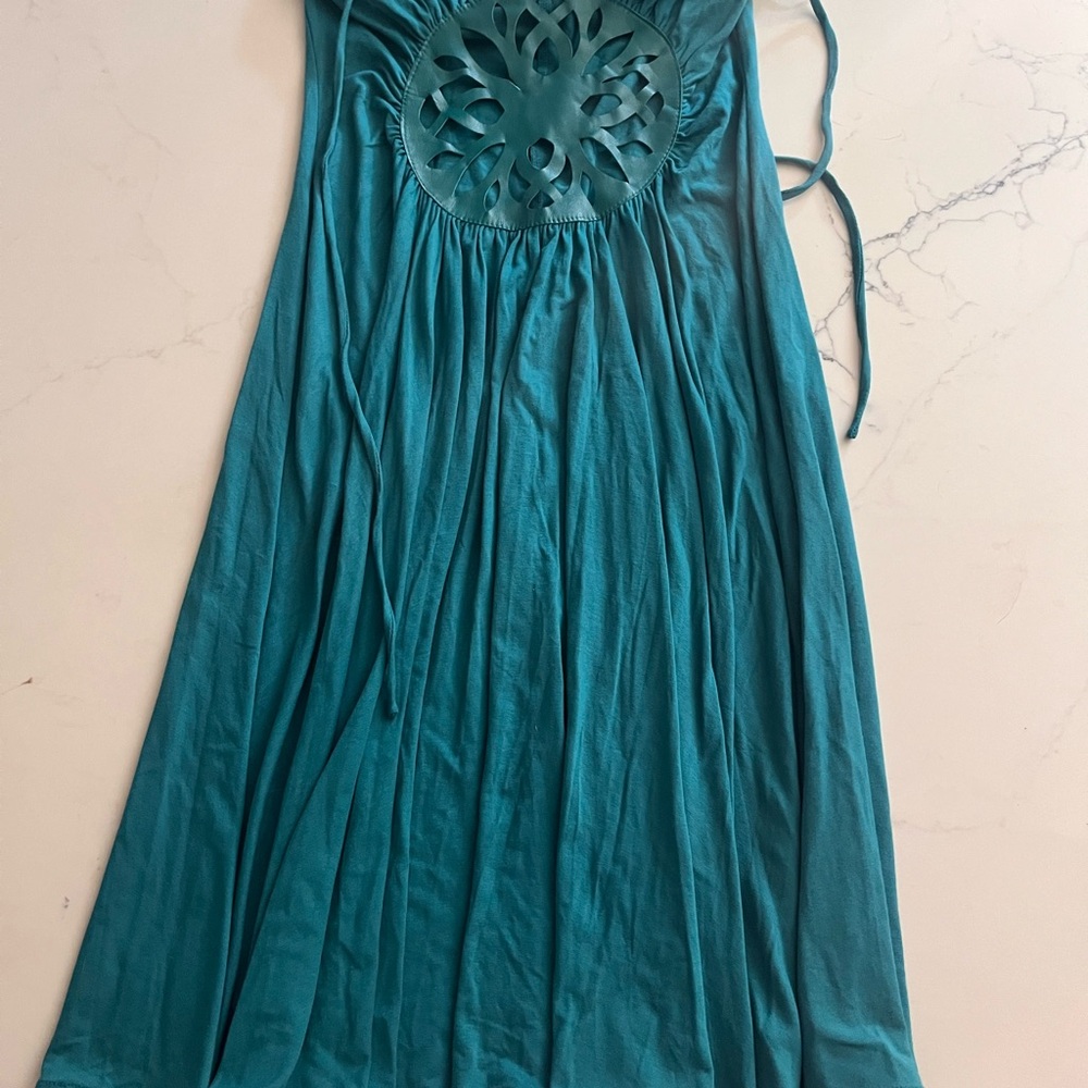 Teal Maxi Dress with Cutout Design